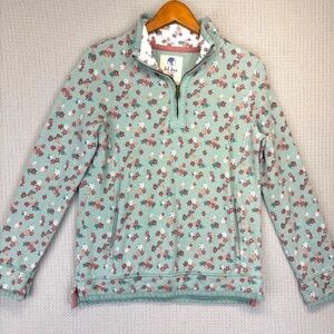 Fat Face The Airlie Sweatshirt Jumper 1/4 Zip Floral Print Blue Cotton Pocket 4